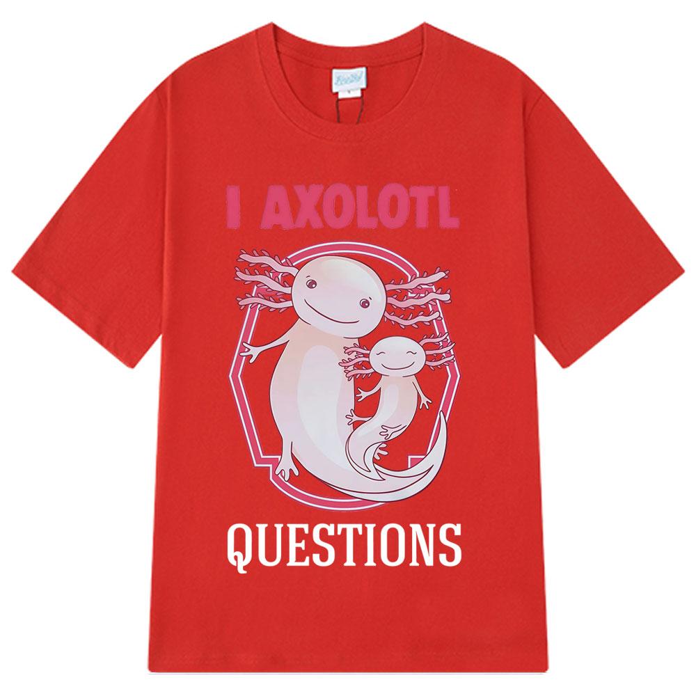 Ich stelle viele Axolotl-Fragen Retro Lustig Sommer Locker Lässig Hip-hop T-Shirt Übergroß Harajuku Herren Damen T-Shirts Streetwear