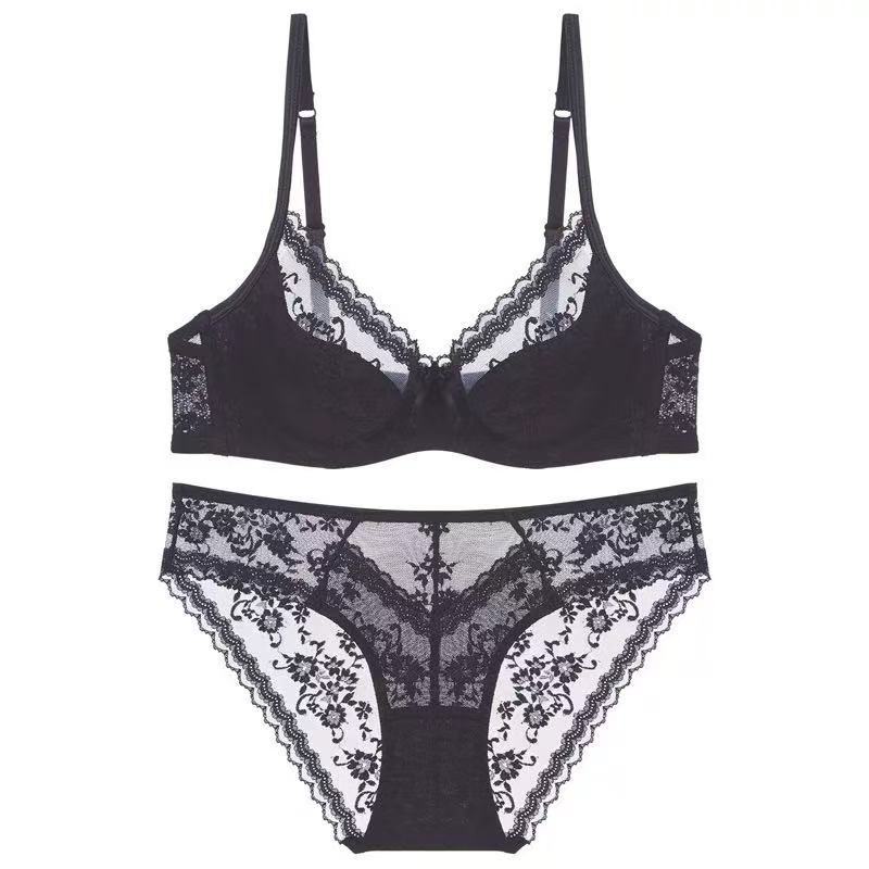 Big Breasts Show Small French Women's Pure Desire, Sexy Lace Edge Soft Steel Ring Gathers, Collects the New Breast Bra