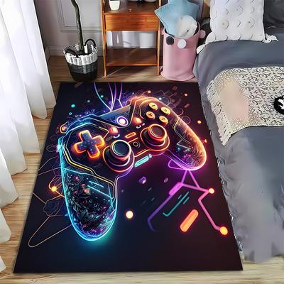 Illuminated Game Controller Carpet with Neon Colors Suitable for Use As an Anti-slip Game Mat for Living Room and Bedroom Sofas