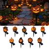 Landscape Path Stakes Solar Halloween Pumpkin Garden Stake Light, Waterproof Resin LED Fall Yard Ornament Lantern, Spooky Lighting for