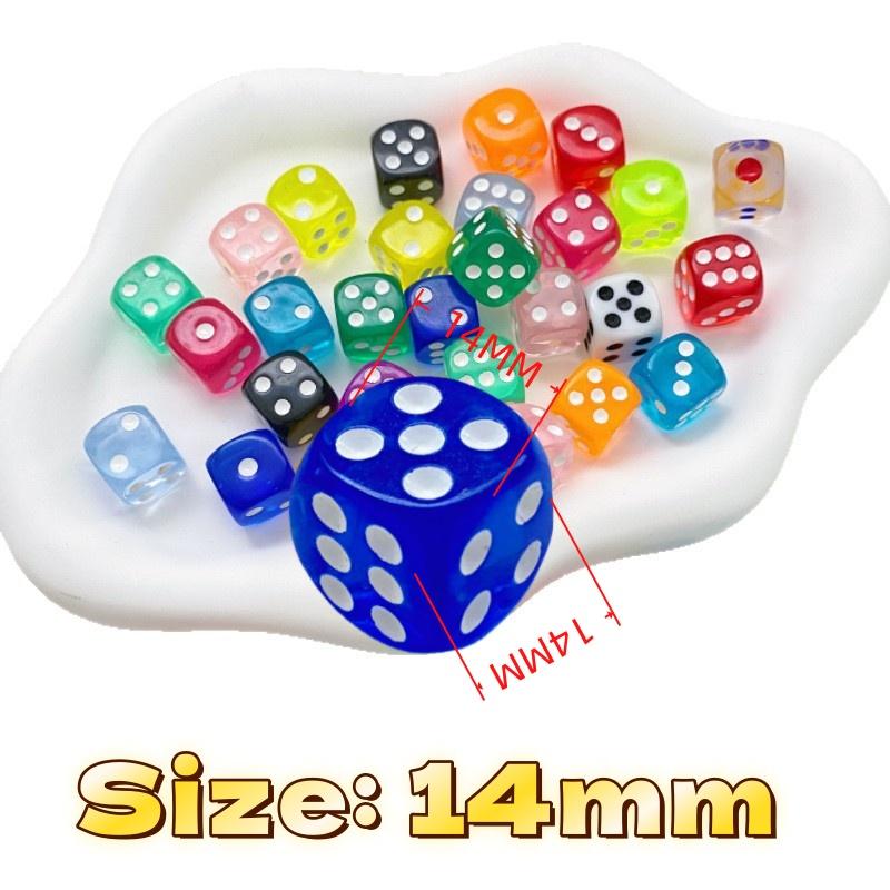 50pcs 14mm Acrylic Colored Transparent 6 Sided Dice Bulk Game Dice Classroom Teaching Board Game Party Playing Fun Tool