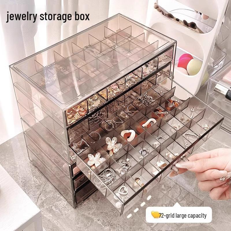 Acrylic Jewelry Storage Box for Earrings, Necklaces, and Accessories with Anti-Oxidation Protection and New Drawer Design