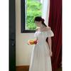 One-word Collar Waist Small Fresh Long Skirt Dress Women's Summer New Thin Cover Meat