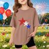 Kinder Kurzarm-T-Shirt mit Sternenprint Unabhängigkeitstag Oberteil Lässiges Rundhals-T-Shirt für Jungen und Mädchen Sommerkleidung