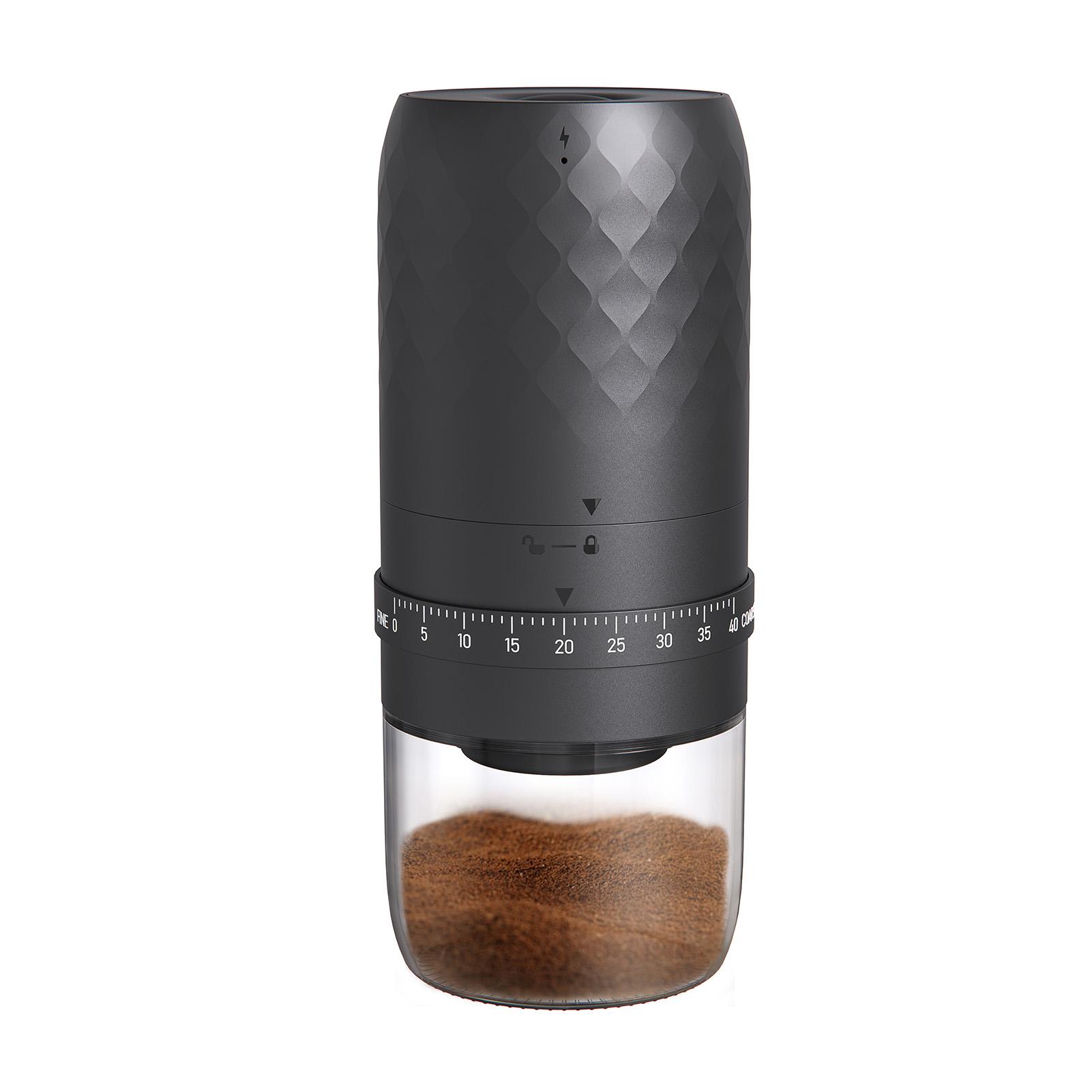 

KMDJ 3AW Portable Coffee Bean Grinder with 40 Grinding Setting 5 blades Ceramic Conical Burr One Button Start and Auto чёрный