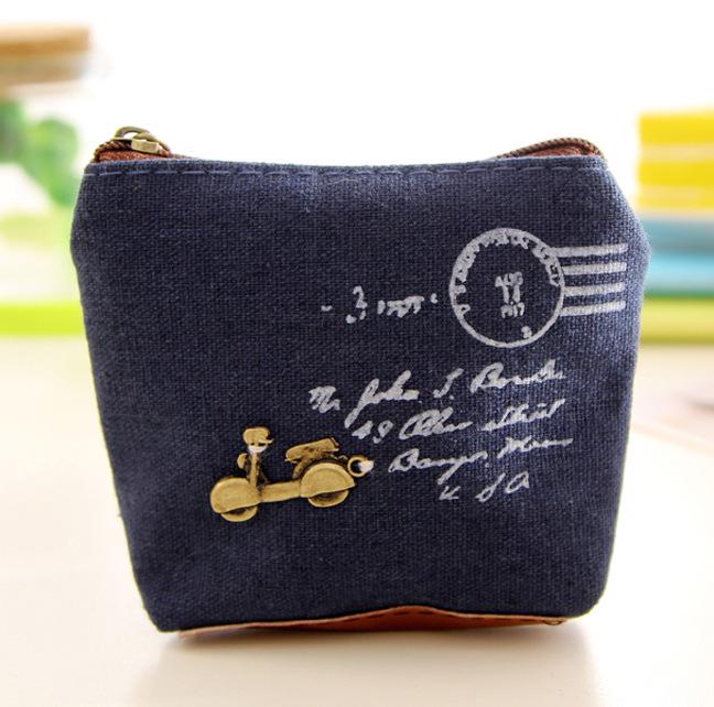 Korean Style Retro Canvas Zipper Coin Purse for Women
