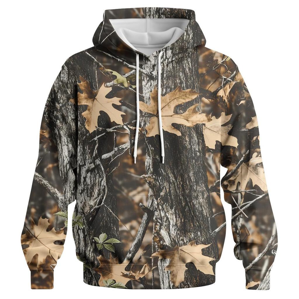 Maple Leaf Camouflage 3D Hoodie Unisex Outdoor Fishing Camping Hunting Clothing Men's Hooded Jacket Top