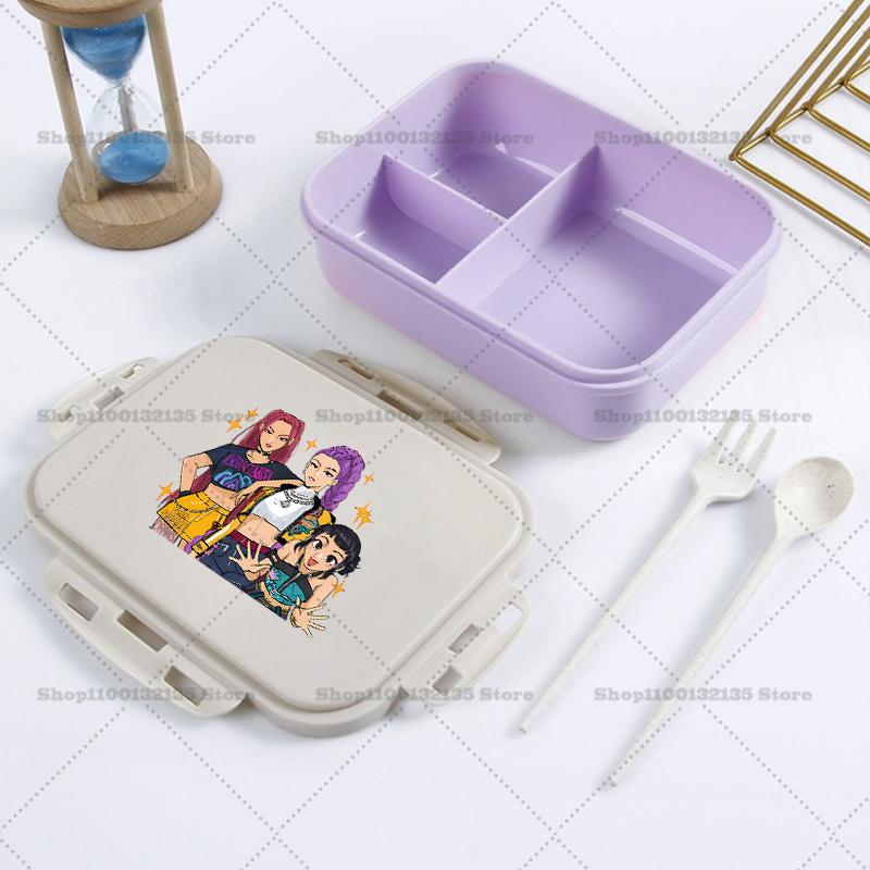 Kpop Demon Hunter Bento Lunch Box Kawaii Girl Portable Bento Boxs Student Hermetic Food Crisper Single Layer Capacity Kids Gift