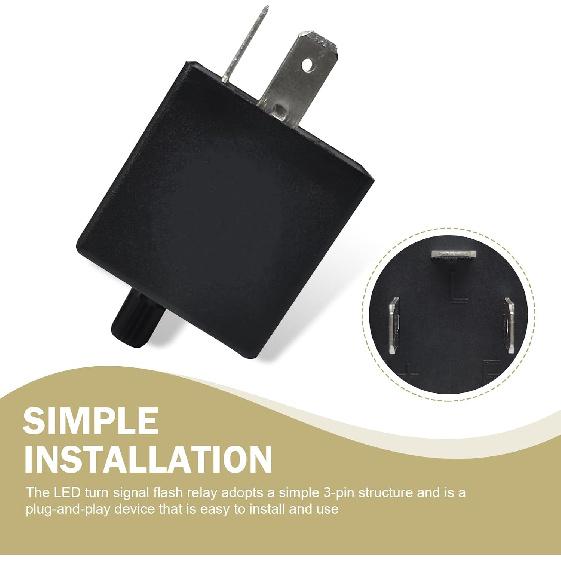 LED Flasher Relay, Three Pin Flame Retardant Fireproof CF13KT Fixed Frequency Solution Adjustable Relay, Replacement Tuning Accessory, Suitable for