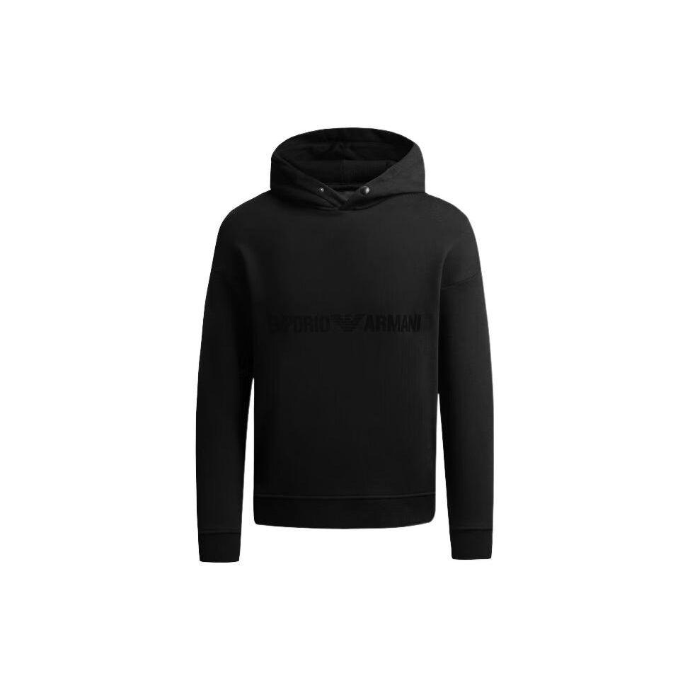 Emporio Armani FW22 Letter Pattern Printed Hooded Sweatshirt Men sweatshirt Black 6L1ML9-1JWPZ-0057 L