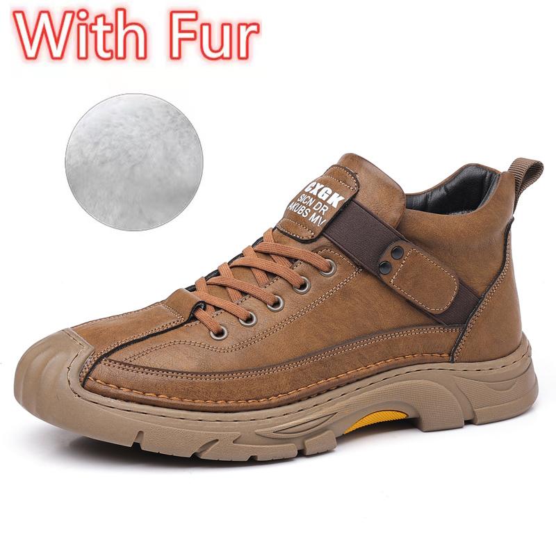 

Модная уличная повседневная обувь с высоким верхом для мужчин, осенне-зимние теплые ботинки с мехом плюс в стиле ретро, износостойкие, для отдыха, до щиколотки, ботинки, удобные кроссовки 44