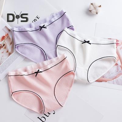 Bragas de algodón elásticas de cintura media con lazo de hilo decorativo para mujer, sin costuras, máxima comodidad, ropa interior deportiva diaria para mujer