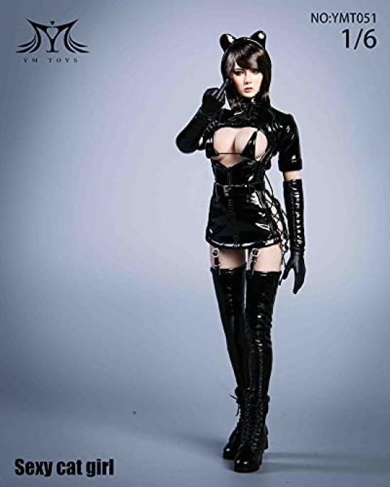 Figure YMT051 Hide Sexy Cat Girl Leather Clothes and Long Boots Set Not [TOYBARJAPAN] 1/6 Accessories/YMTOYS Head, (Body Included)