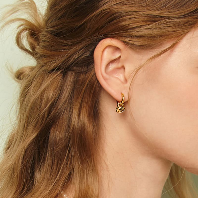 Murmur [925silver]Heart Craft Hoop Earring