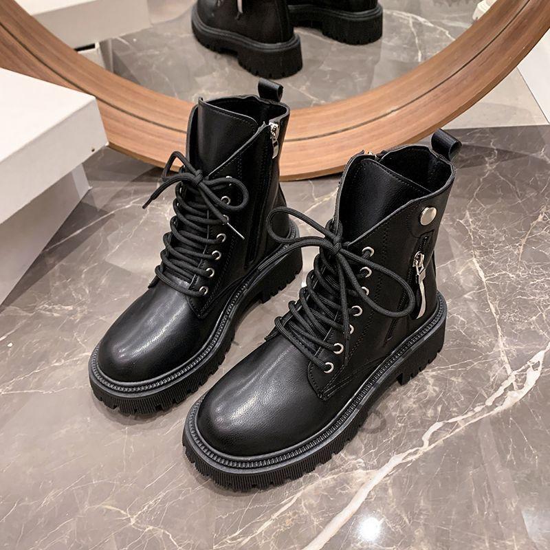 Internet celebrity British wind fried street versatile short boots 2025 autumn new fashion platform locomotive advanced sense Martin boots women