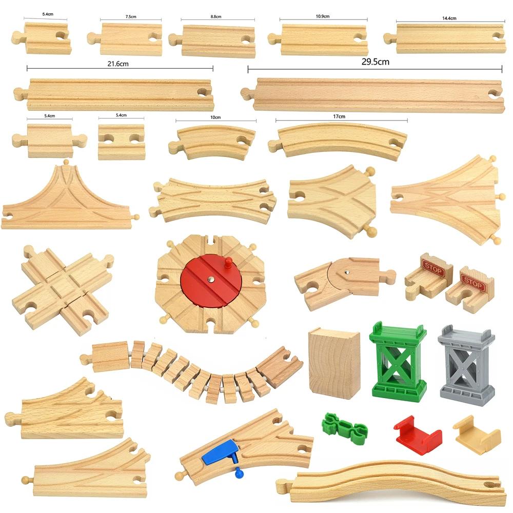 Educational Toy for Child New Kinds Wood Track Accessories Beech Wooden Train Track Railway Toys Fit Biro Wooden All Brand Track