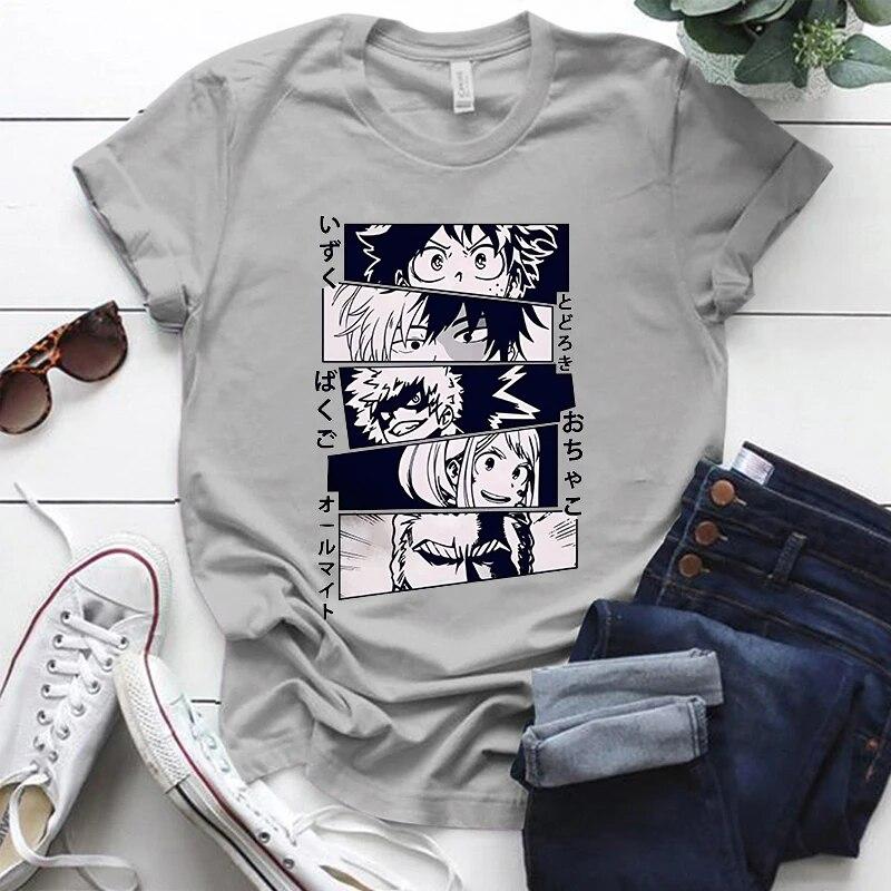 New Anime Deku Bakugou Katsuki Todoroki Shoto Printed T-shirts Unisex Women Fashion Y2k Summer Casual Short Sleeved T-shirts