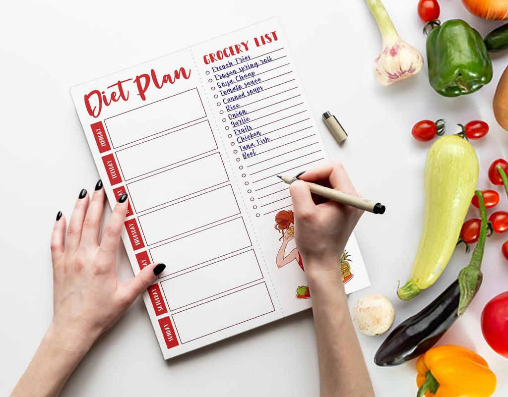 Inkdotpot Weekly Meal Planner Notepad 7"x10 , "Kitchen Menu" Magnetic Meal Planning Pad with Tear Off Grocery S-54 Sheets