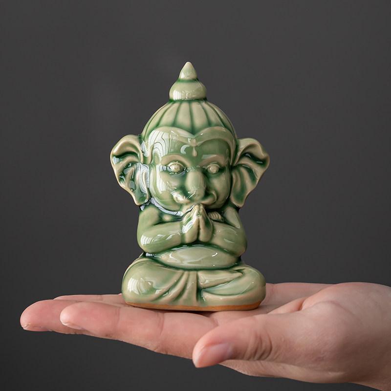 

Green Glazed Elephant Tea Pet Ceramic Handicrafts Ornaments Desktop Decoration Household Wealth Acquisition Tea Playing 6.5x4.5x9.5cm зелёный