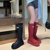 Sudingjia Non-slip Tall Red Rain Boots 2025 Outdoor Camping Rain Shoes Thick Soles But Knee Boots Knight Boots