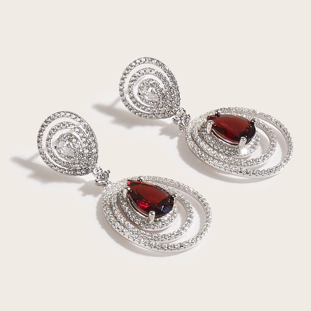 Fine Jewelry Gorgeous Design Sterling Silver 925 Natural Red Garnet Earrings Lady Anniversary Banquet Gift