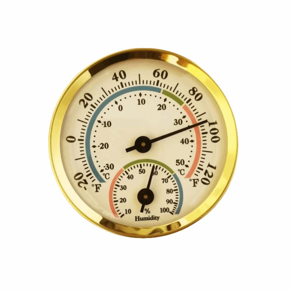 

Mini Size Temperature Humidity Meter Thin Design Wall Hanging Indoor Temperature Humidity Tester Large Screen Transparent Dial золотой