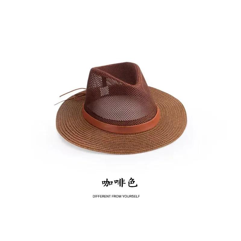 2025 New Natural Panama Soft Shaped Straw Hat Summer Women/Men Wide Brim Beach Sun Cap UV Protection Fedora Hat