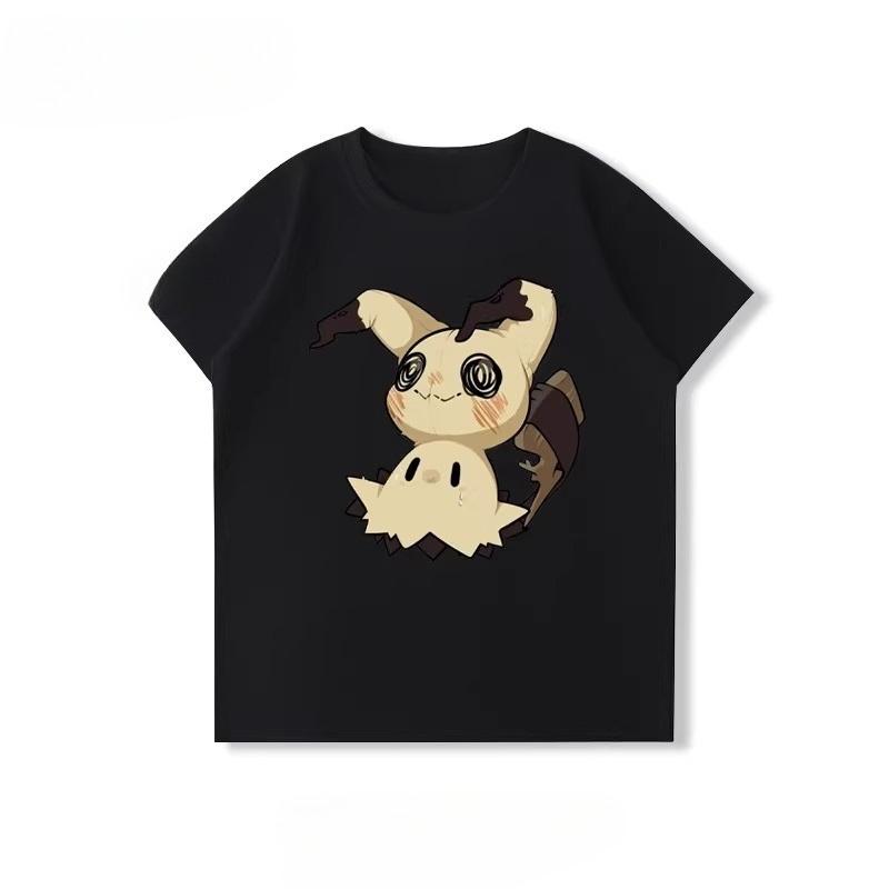 Potdemiel  100 Cotton Childrens Summer New TShirt with Pikachu Print Unisex Comfortable and Breathable Childrens TShirt