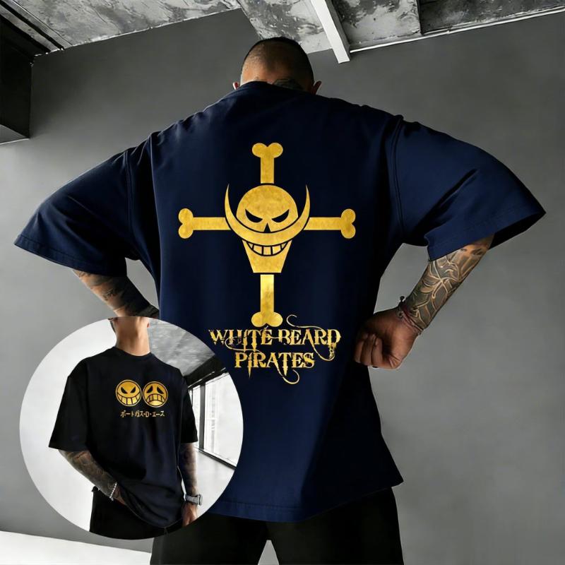 T-shirt Anime Teschio One Piece Uomo Donna Manica Corta Tee Streetwear Top Casual Maglietta Grafica 2026 Estate Y2k Oversize Vintage