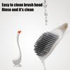 Yousheng Toilet Brush Dense PP Bristles Curved Long Handle Swan Shape Bathroom Brush with Leak-Proof Removable