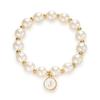 Elegant Women's Alphabet Pearl Bracelet with Enamel Initial Charm