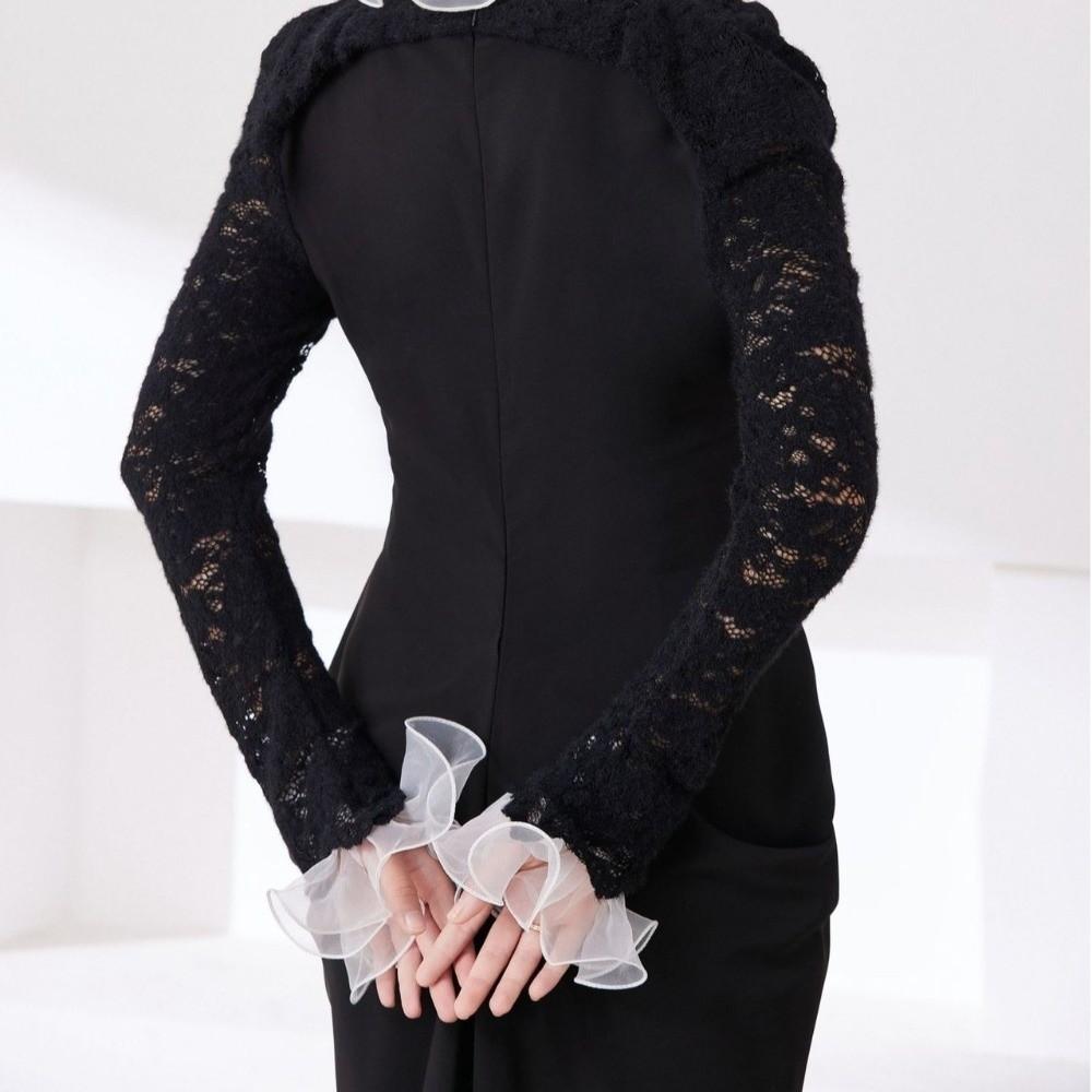 Polyester Trim False Collar Ruffle Design Breathable Detachable Collar Lace Trimmed Matching Arm Cuffs Half Shirts