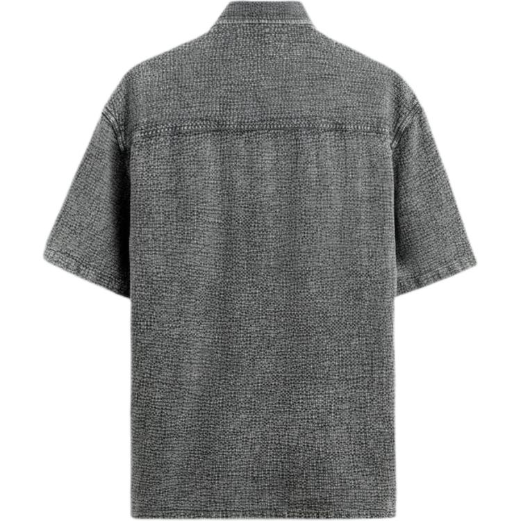 Zara Loose Washable Pure Cotton Comfortable Short Sleeve Shirt Men Shirts Gray 1437330-802