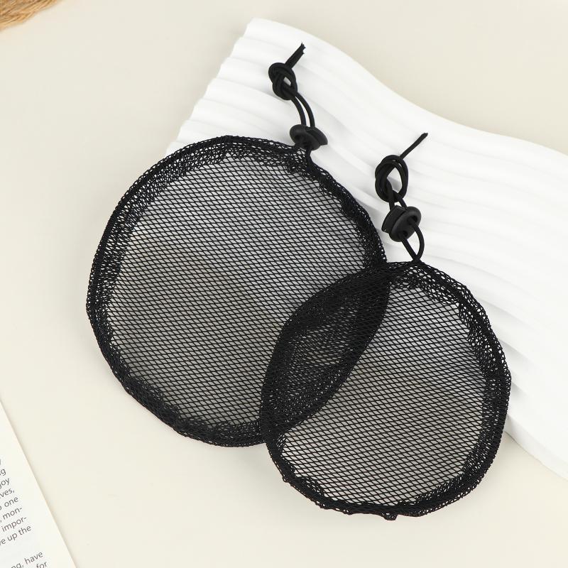 5Pcs Black Elastic Wig Net Breathable Mesh Hair Net With Adjustable Drawstring For Making Puff Bun Wig Tools Women Wig Nets
