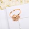 New 2024 Anniversary Gift Hot Sale Famous Brand Party Luxury Jewelry For Women Full Zicon Rose Gold Color Double Flowers Rings