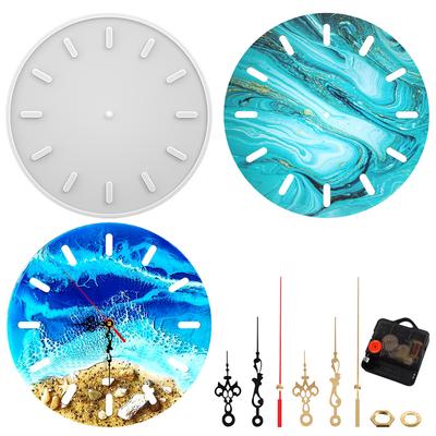 Große Uhr Silikonform DIY quadratische runde Uhr Form Wandbehang dekorative Spiegel Epoxidharzform