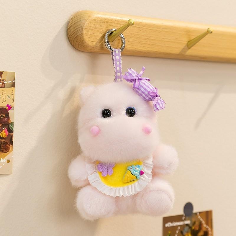 Plush Hippo Animal Soft Toy Desk Companion Bag Charm Gift For Kids