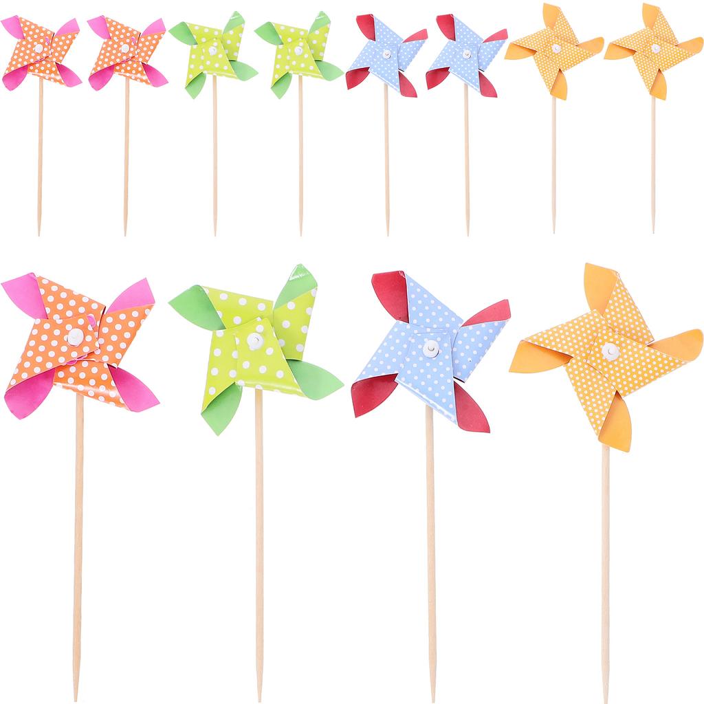 18pcs Cake Toppers Mini Pinwheel Cupcake Picks Adorable Party Food Decor Birthday Baby Shower Wedding Toothpick Windmill