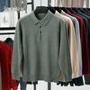 Yalu Men's Casual Long-Sleeve Knitted Polo Shirt