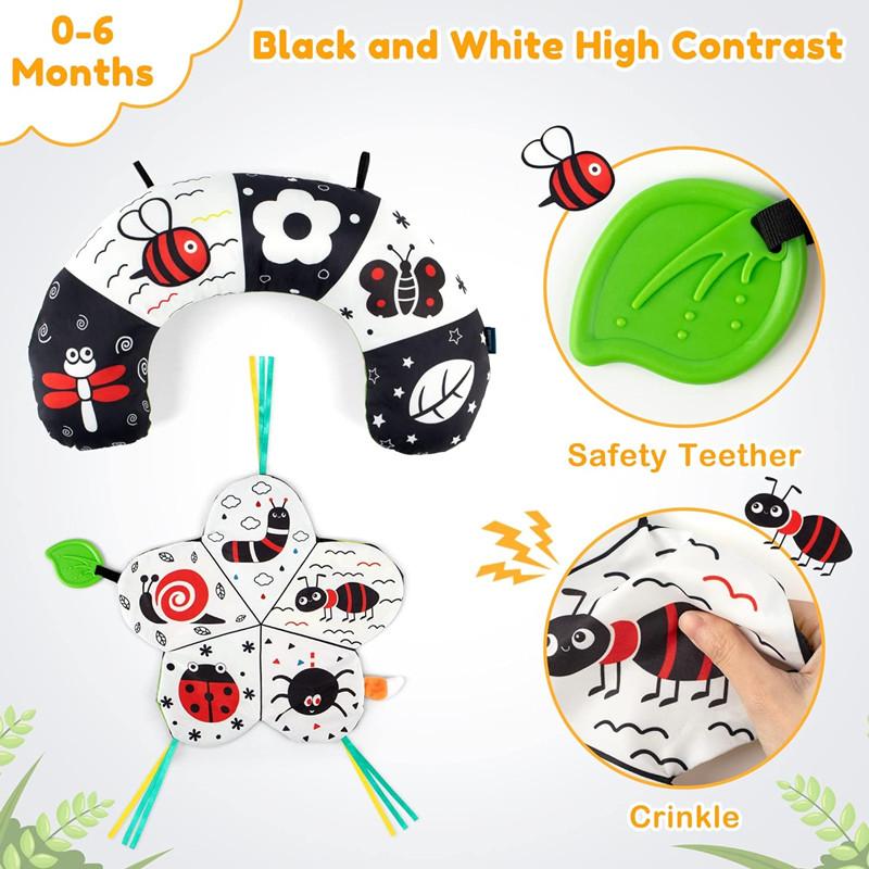 Jouets Jouets Coussin pour le Ventre Noir et Blanc Haut Contraste Bébé Montessori Miroir d'Apprentissage pour Nourrisson Nouveau-né 0 6 12 Mois