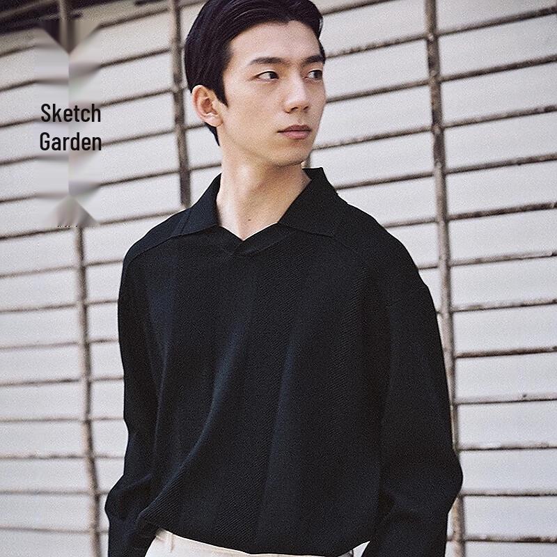 

Мужская вязаная рубашка-поло с длинным рукавом CROQUIS Весна 2025 S