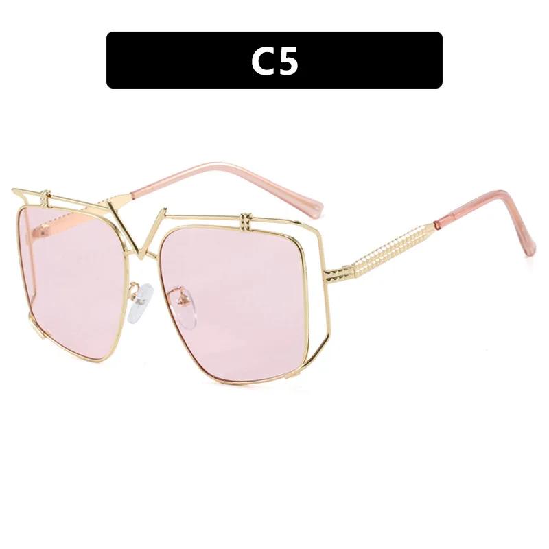 Oversized Sunglasses Women For Men Vintage Sun Glasses Punk Popular Outdoor Luxury Brand Designer Metal Hollow Eyeglasses