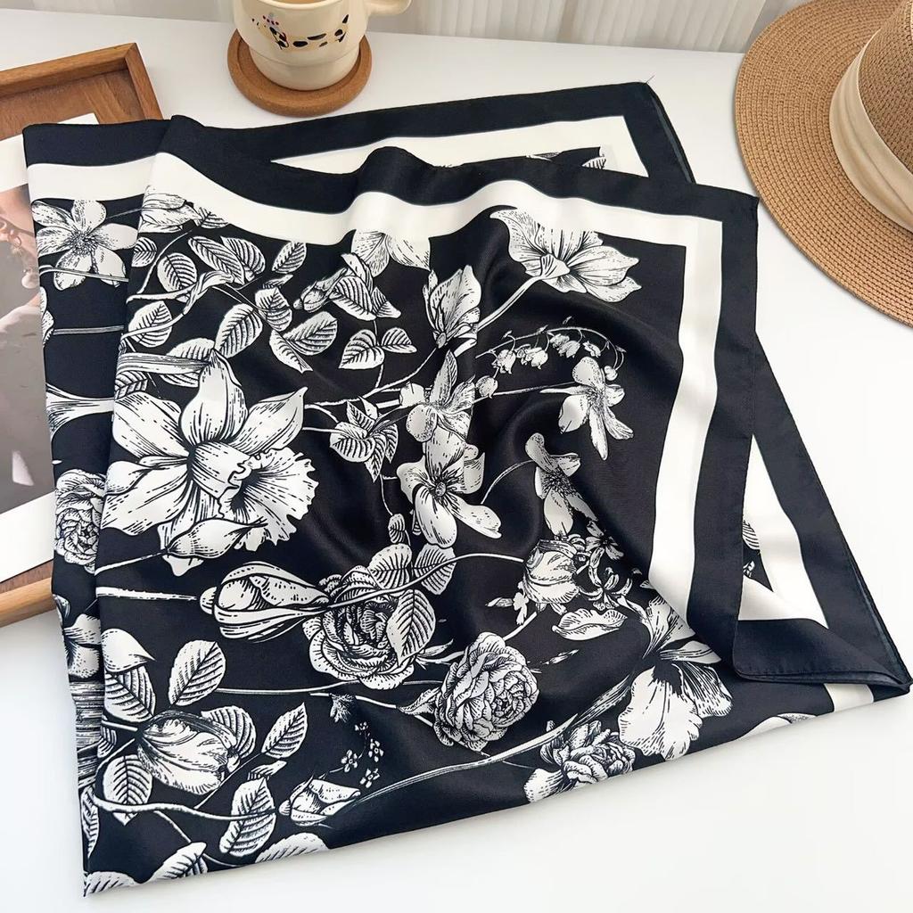New Printed Satin Square Scarf Fashion All Season Travel Accessory