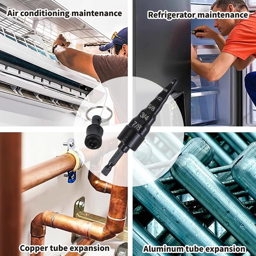 6-in-1 HVAC-Reparaturwerkzeug mit Bithalter zum Bördeln und Aufweiten von Kupferrohren mit 1/4 3/8 1/2 5/8 3/4 und 7/8 Bits