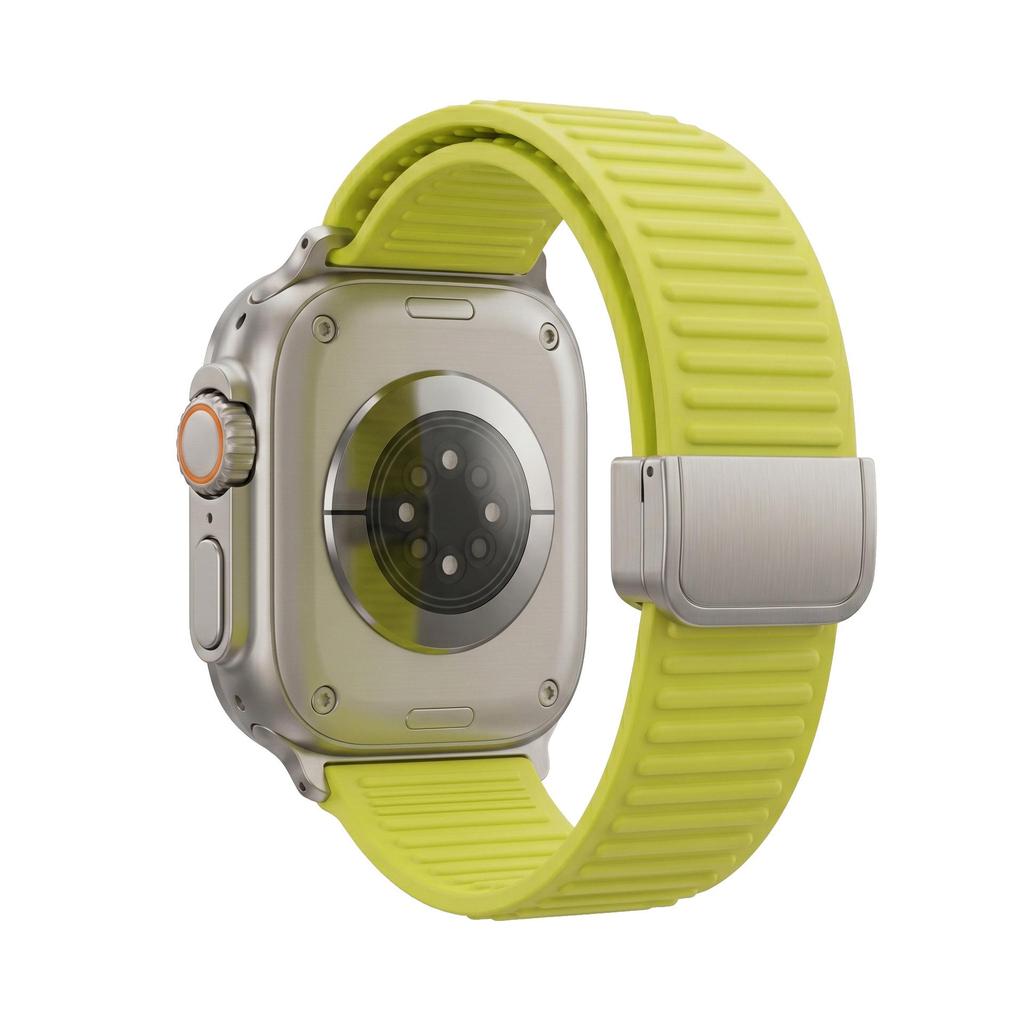 For Apple iWatch 8/9: Mountain Texture Magnetic Loop Silicone Band S11