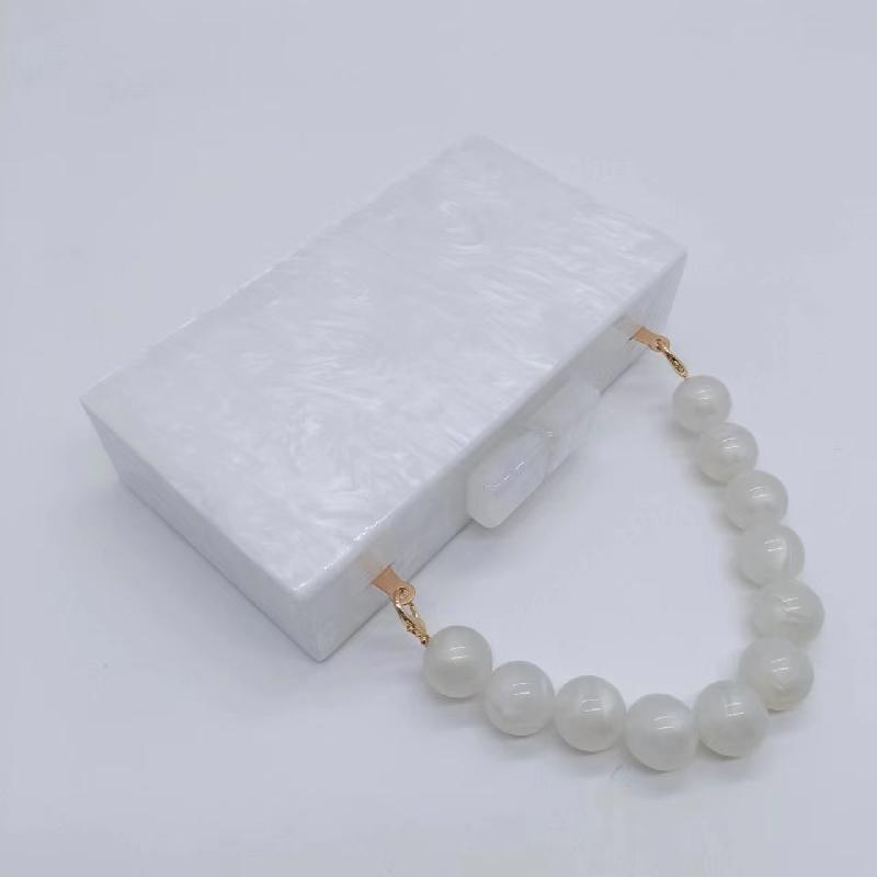 New Wedding Acrylic Beaded Wrist Handbag Clutch Dress Fashion Evening Bag Pearl Itabag Crossbody Bags Handbags Luxury Women Hand