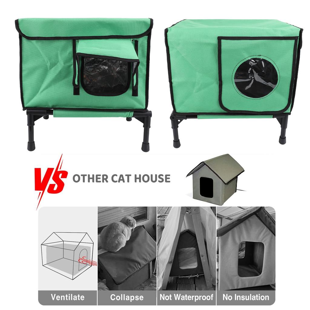 Heated Kitty House Elevated Heated Cat House Warm Weatherproof Insulated Outside Heated Cat Shelter for Outdoor Kitty Puppy