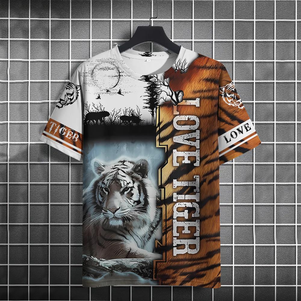 Fierce Animal 3d Print T-Shirts For Men Vintage Men's T-Shirt Summer Short Sleeve Tops Fashion Oversized Tees Men Streetwear New