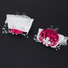 2pcs Hand Flower Bridesmaid Wrist Corsage Wedding Decorations Diamond Rose(Rose Red)