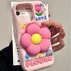 Girl's heart pink three-dimensional flower bracket for iphone16promax Apple 15 mobile phone case 14 new women